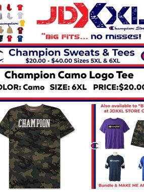 Big & Tall Champion CAMO T Shirt 6XL